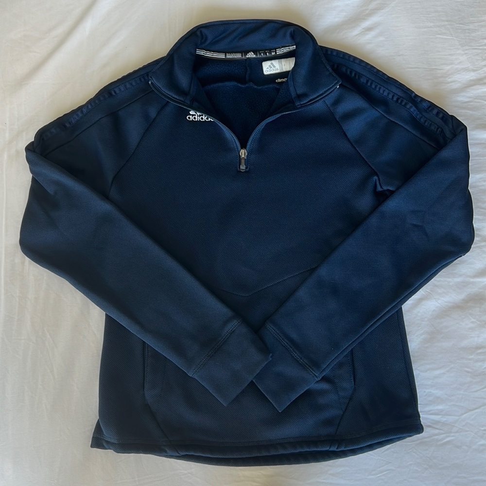 adidas navy fleece quarter zip